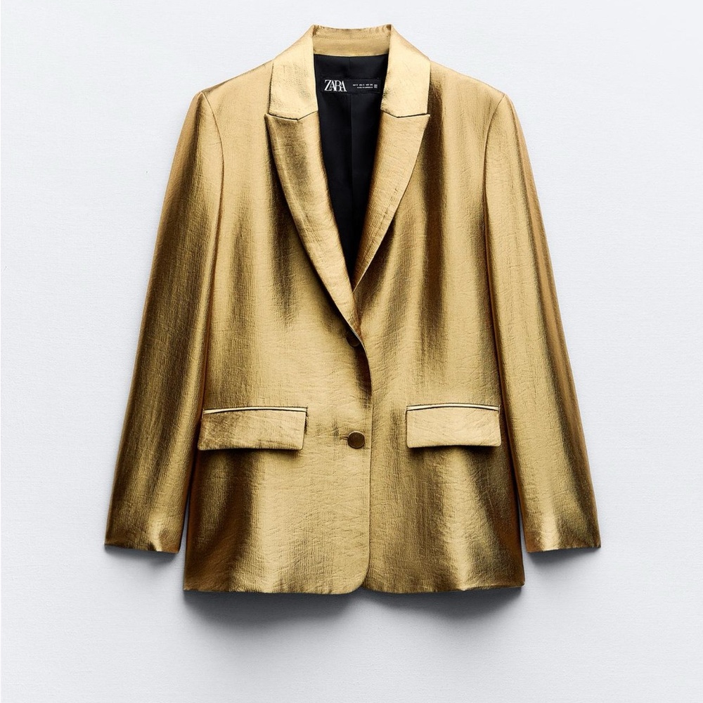 Zara Gold Blazer shoulder pads sz S